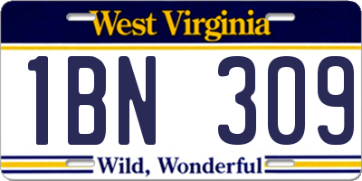 WV license plate 1BN309