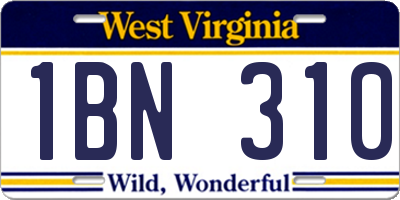 WV license plate 1BN310