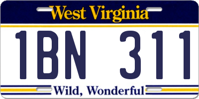 WV license plate 1BN311