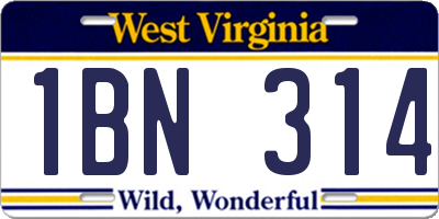 WV license plate 1BN314
