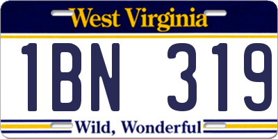 WV license plate 1BN319