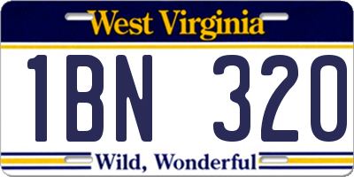 WV license plate 1BN320