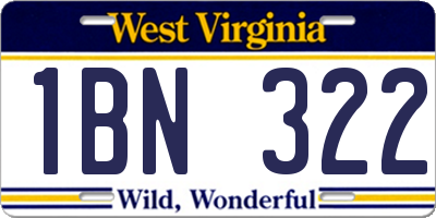WV license plate 1BN322