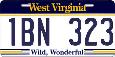 WV license plate 1BN323
