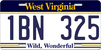 WV license plate 1BN325