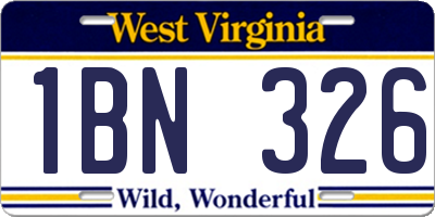WV license plate 1BN326