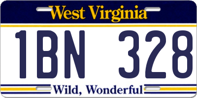 WV license plate 1BN328