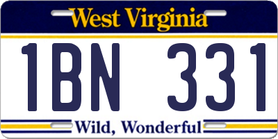 WV license plate 1BN331