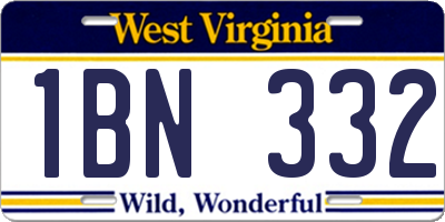 WV license plate 1BN332