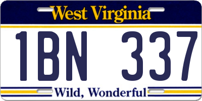 WV license plate 1BN337