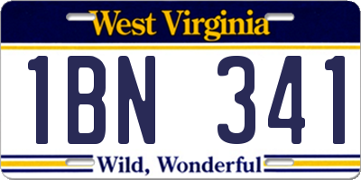 WV license plate 1BN341