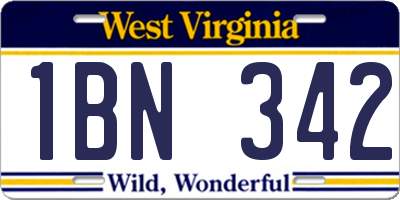 WV license plate 1BN342
