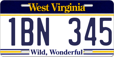 WV license plate 1BN345