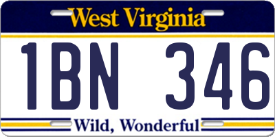WV license plate 1BN346
