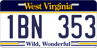 WV license plate 1BN353