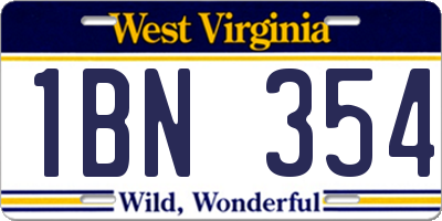 WV license plate 1BN354