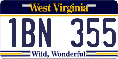 WV license plate 1BN355