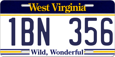 WV license plate 1BN356