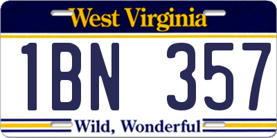 WV license plate 1BN357