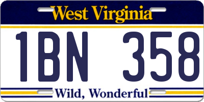 WV license plate 1BN358