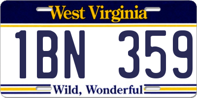 WV license plate 1BN359