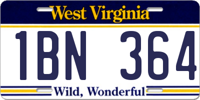 WV license plate 1BN364
