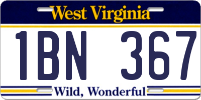 WV license plate 1BN367