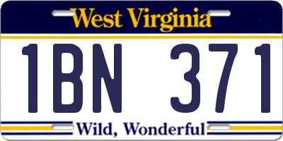 WV license plate 1BN371