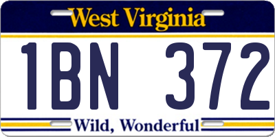WV license plate 1BN372