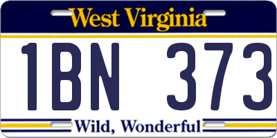 WV license plate 1BN373