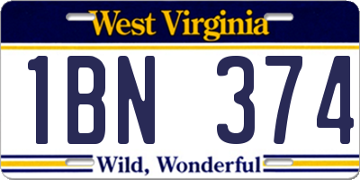WV license plate 1BN374