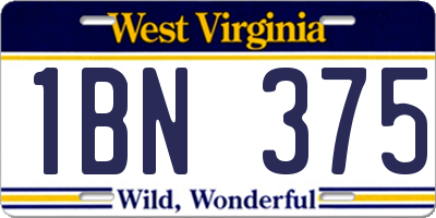 WV license plate 1BN375