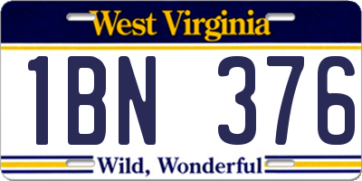 WV license plate 1BN376
