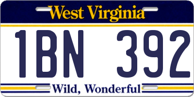 WV license plate 1BN392