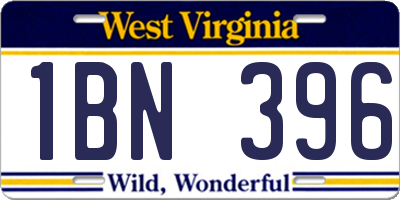 WV license plate 1BN396