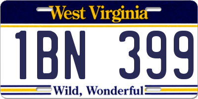 WV license plate 1BN399