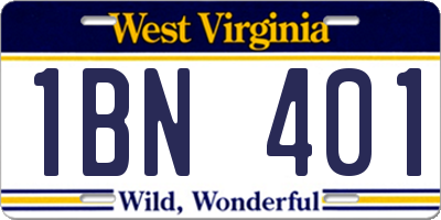 WV license plate 1BN401
