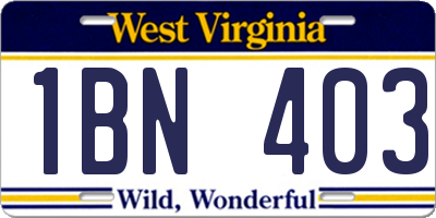 WV license plate 1BN403