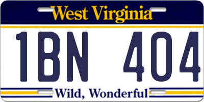 WV license plate 1BN404