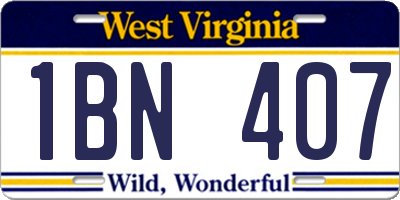 WV license plate 1BN407