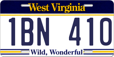 WV license plate 1BN410