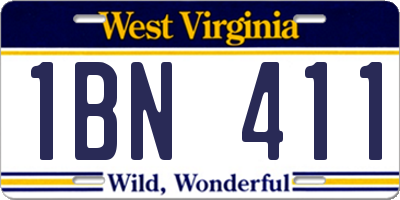 WV license plate 1BN411