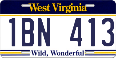 WV license plate 1BN413