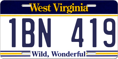 WV license plate 1BN419