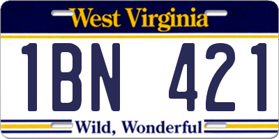 WV license plate 1BN421