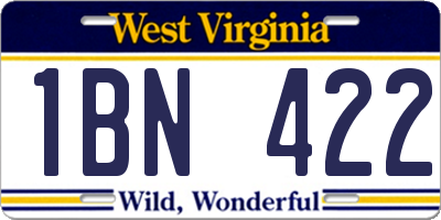 WV license plate 1BN422