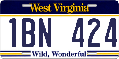WV license plate 1BN424