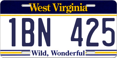 WV license plate 1BN425