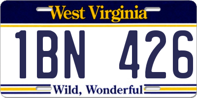 WV license plate 1BN426