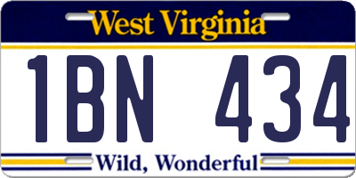 WV license plate 1BN434